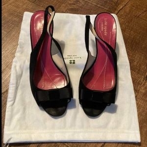 Kate Spade Elisabet black suede slingback heels